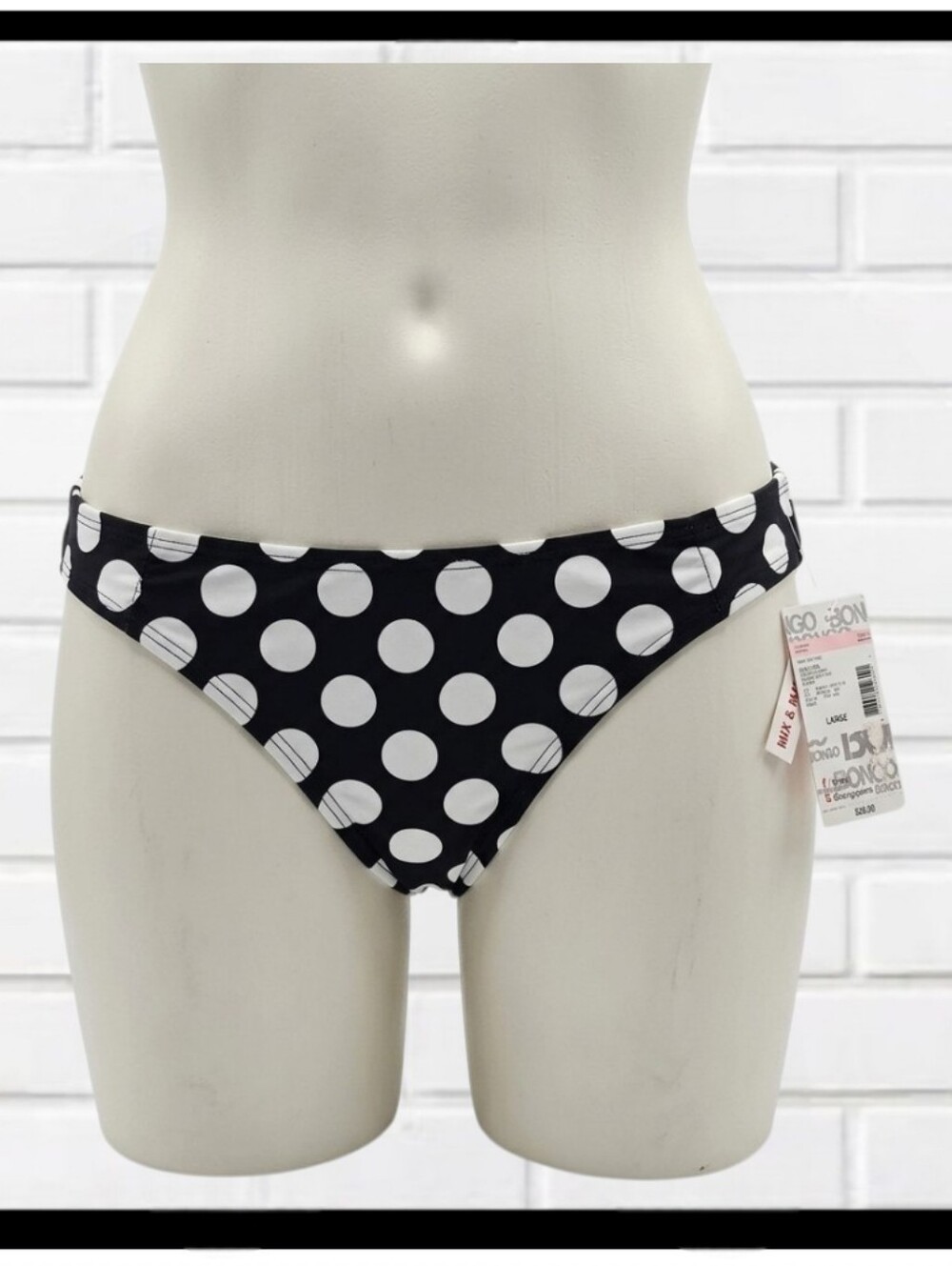 NWT Bongo Polka Dot Bikini Bottoms Ruched Back Large